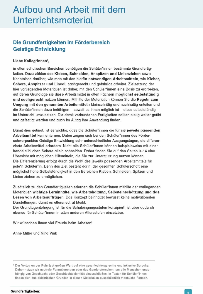 Grundfertigkeiten: Kleben, Schneiden, Anspitzen, Verbinden