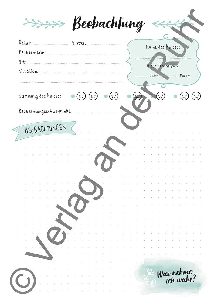 Der Beobachtungsblock für den Kita-Alltag