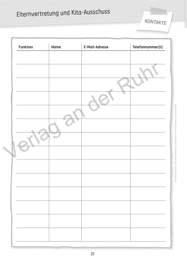 Checklisten und Vorlagen für die Kita-Leitung Checklisten und Vorlagen für die Kita-Leitung