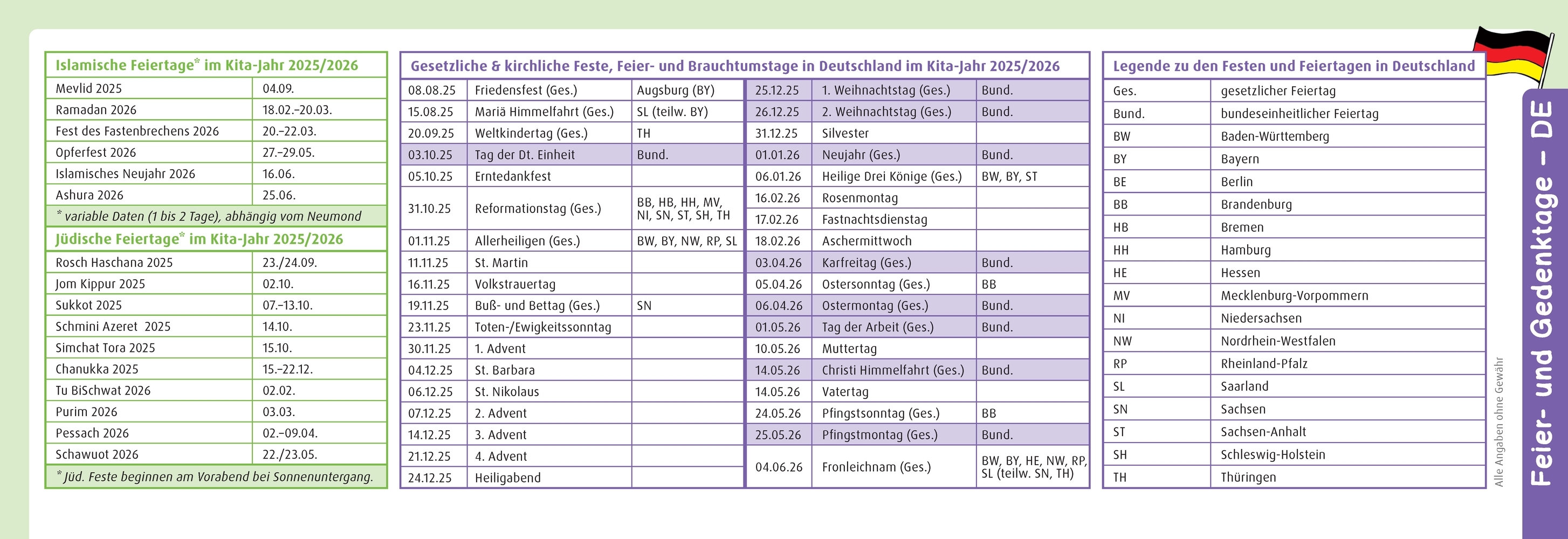 Der Wochen-Tischkalender für das Kita-Jahr 2025/2026 Der Wochen-Tischkalender für das Kita-Jahr 2025/2026