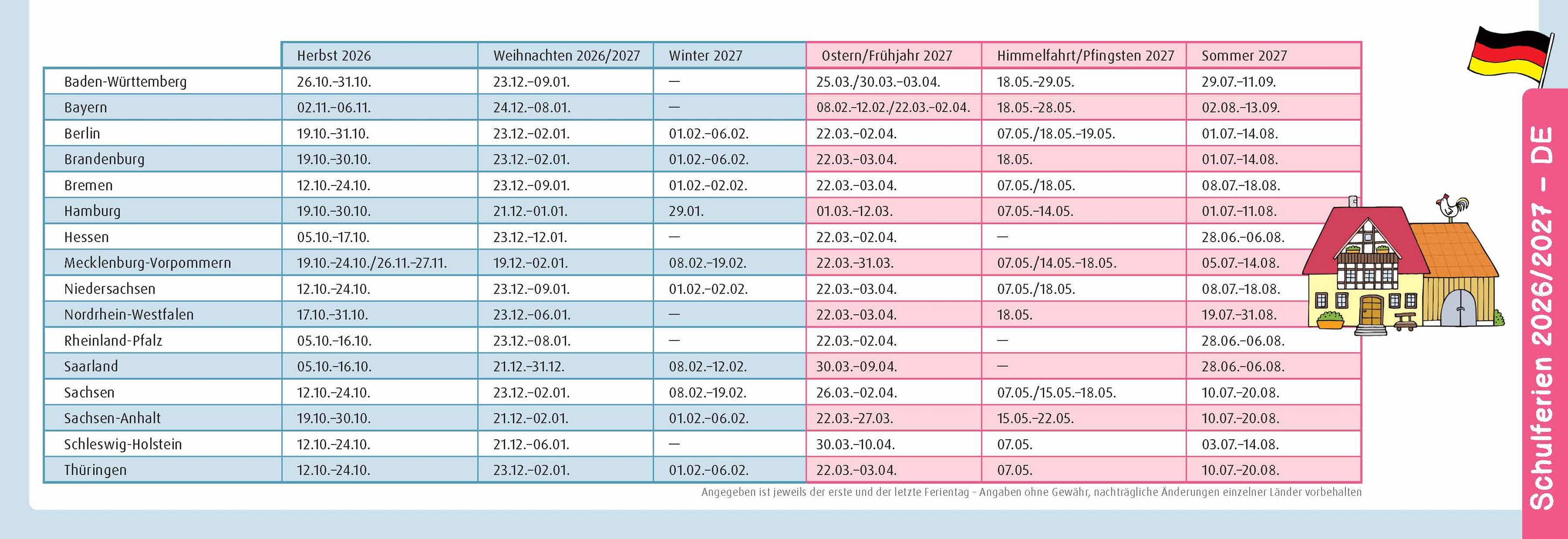 Der Wochen-Tischkalender für das Kita-Jahr 2026/2027