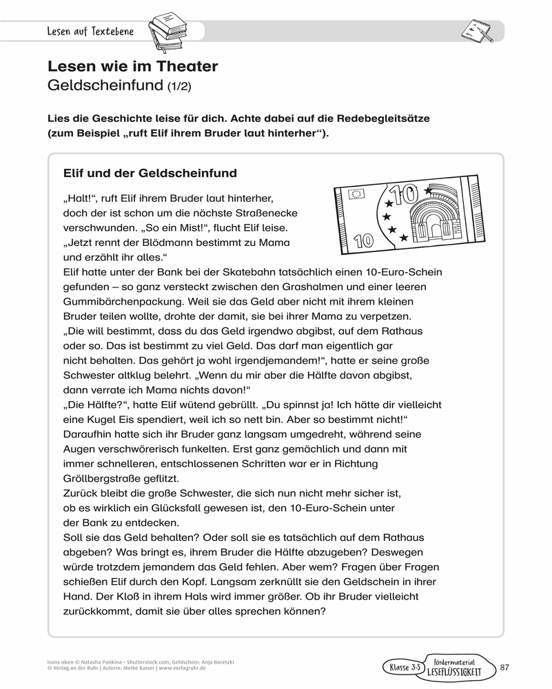 Fördermaterial Leseflüssigkeit – Klasse 3 – 5
