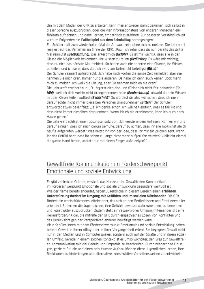 Gewaltfreie Kommunikation in Förderschule und Inklusion