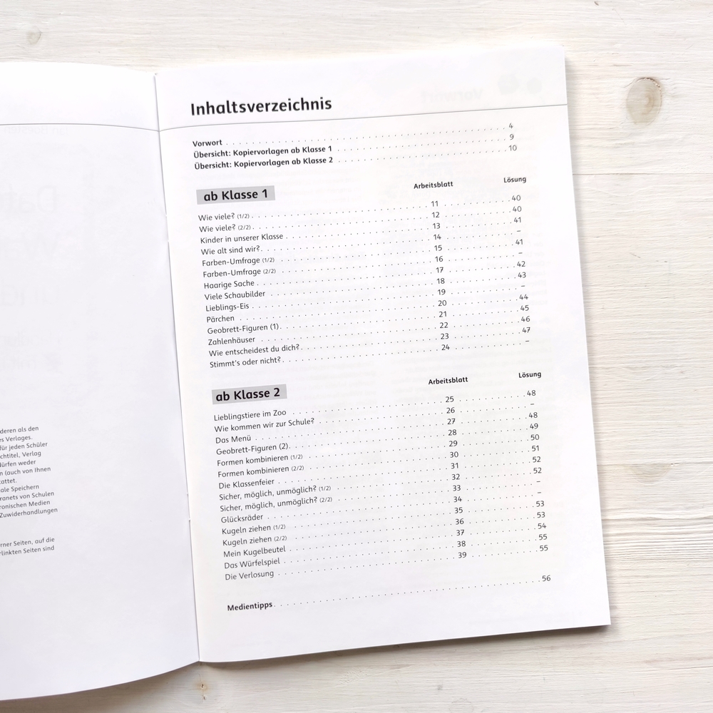 Daten, Wahrscheinlichkeit und Kombinatorik – Klasse 1/2 Daten, Wahrscheinlichkeit und Kombinatorik – Klasse 1/2
