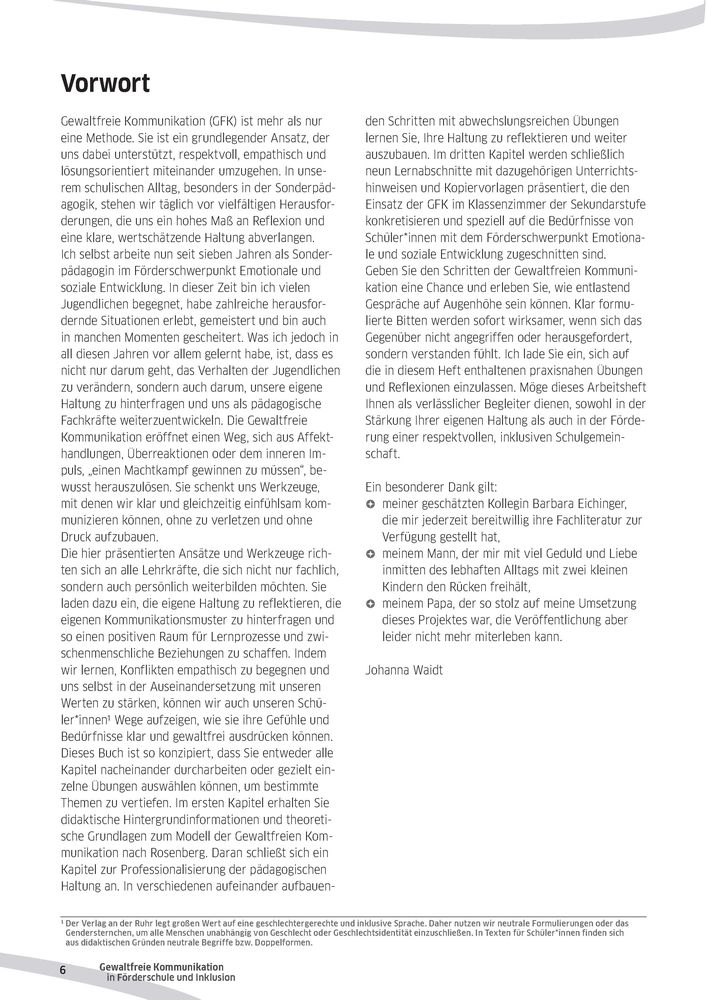 Gewaltfreie Kommunikation in Förderschule und Inklusion