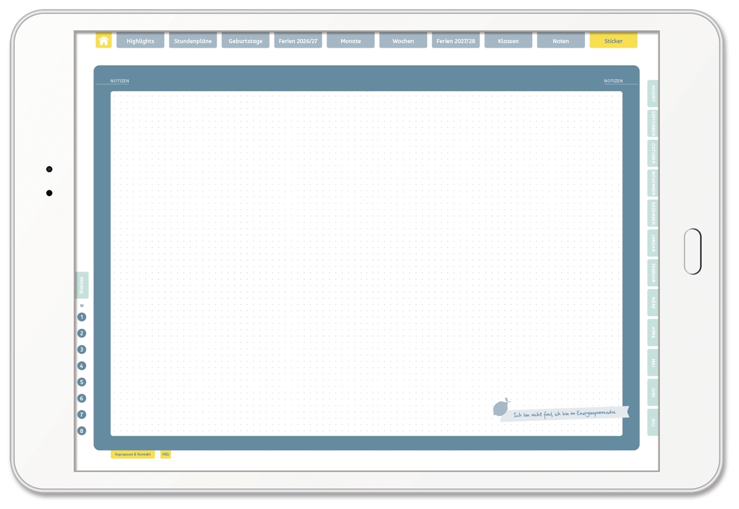 Mein digitaler Lehrerplaner (6 Unterrichtsstunden) – Zitronentanz – Lehrerkalender für das Schuljahr 2026/2027 - PDF-Basis-Lizenz