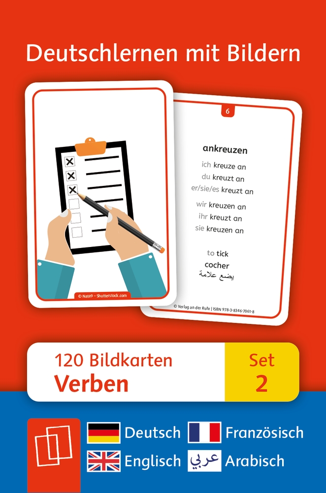 Verben: Set 2 - Deutsch, Englisch, Französisch und Arabisch