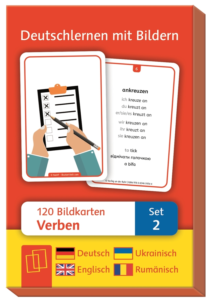 Verben: Set 2 - Deutsch, Englisch, Ukrainisch und Rumänisch