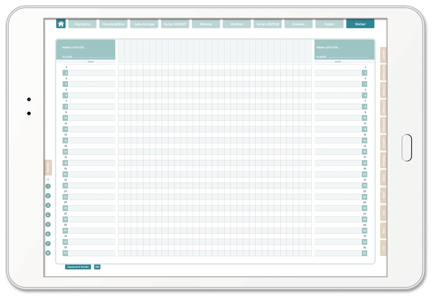Mein digitaler Lehrerplaner (10 Unterrichtsstunden) – Blättermeer – Lehrerkalender für das Schuljahr 2026/2027 - PDF-Basis-Lizenz