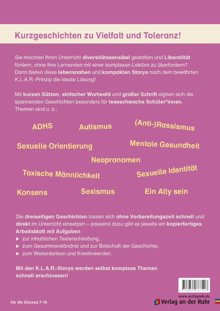 16 Kurzgeschichten rund um Diversität, Selbstfindung und Toleranz