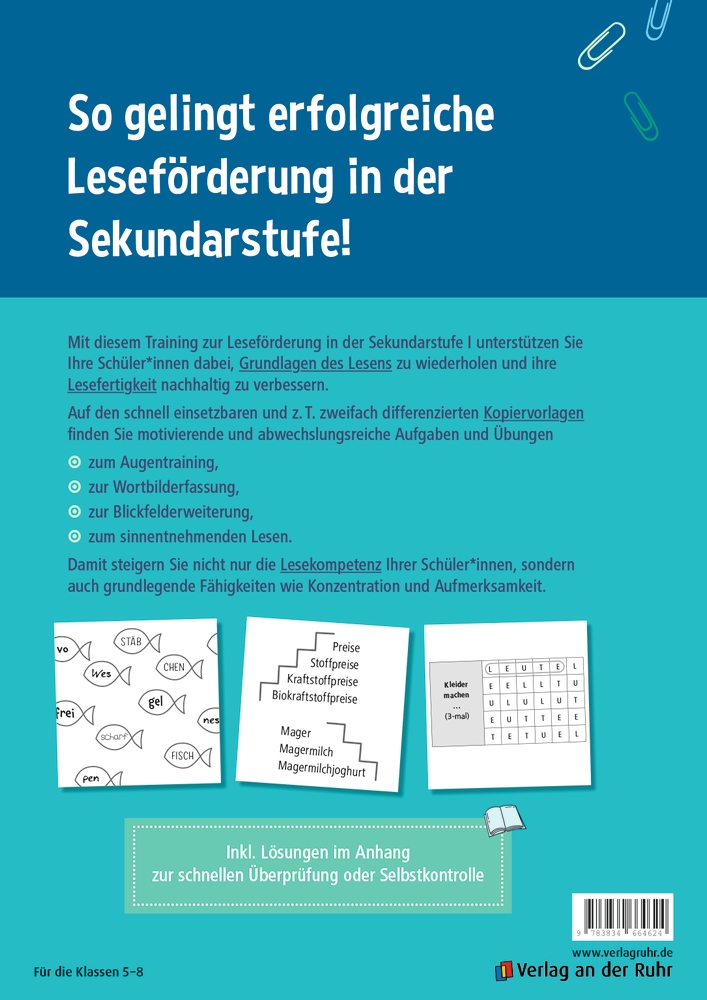 Lesetraining in der Sekundarstufe I Lesetraining in der Sekundarstufe I