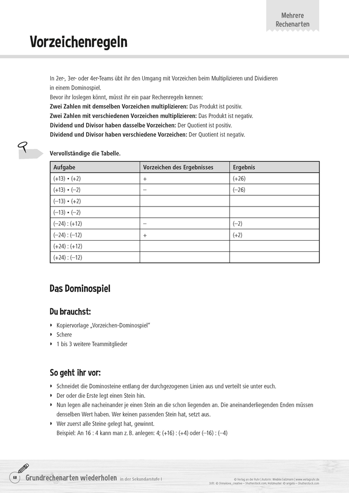 Grundrechenarten wiederholen in der Sekundarstufe I