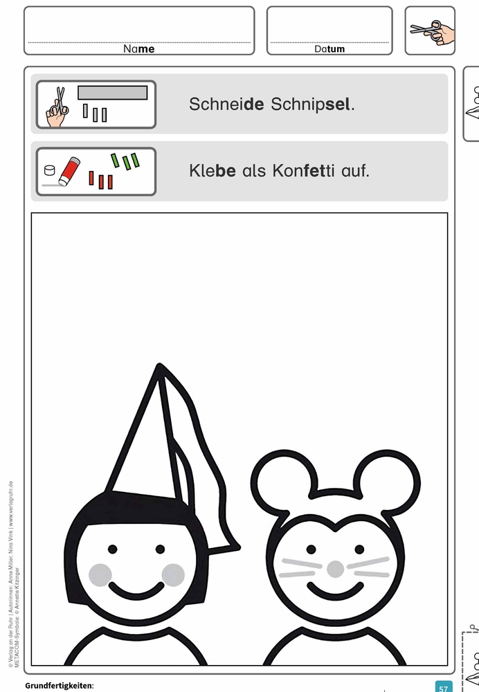 Grundfertigkeiten: Kleben, Schneiden, Anspitzen, Verbinden