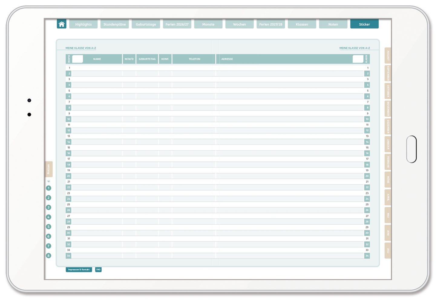 Mein digitaler Lehrerplaner (10 Unterrichtsstunden) – Blättermeer – Lehrerkalender für das Schuljahr 2026/2027 - PDF-Basis-Lizenz