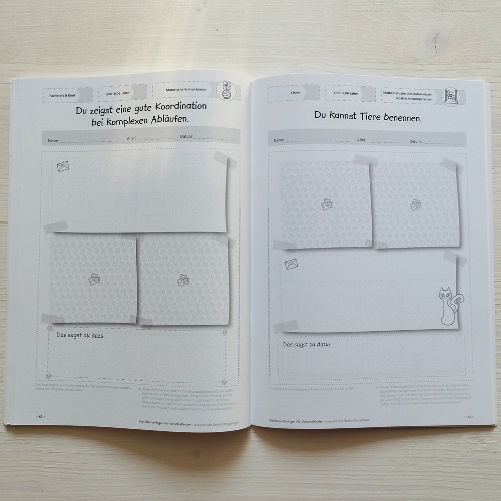 Portfolio-Vorlagen für Vorschulkinder – passend zum Beobachtungsbogen