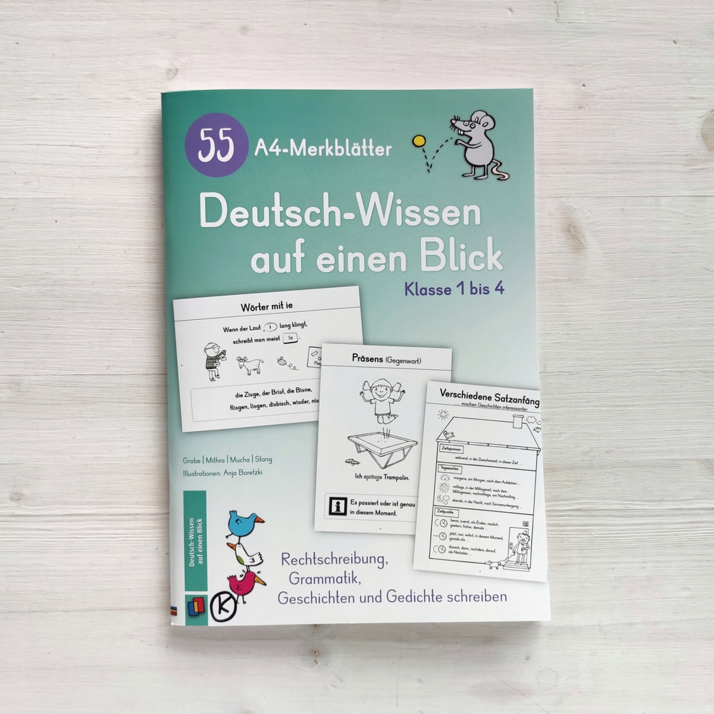 55 A4-Merkblätter Deutsch-Wissen auf einen Blick – Klasse 1 bis 4