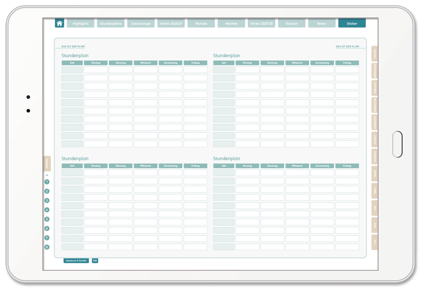 Mein digitaler Lehrerplaner (10 Unterrichtsstunden) – Blättermeer – Lehrerkalender für das Schuljahr 2026/2027 - PDF-Basis-Lizenz