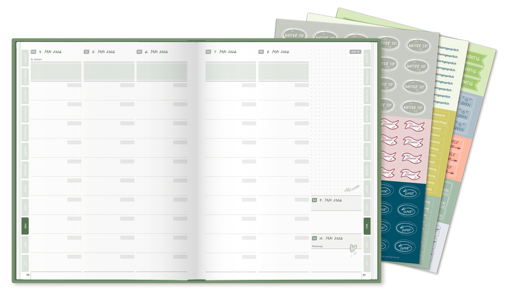 Mein Lehrerplaner A4+ – Hardcover – Lehrerkalender für das Schuljahr 2025/2026 – Sommerblüte