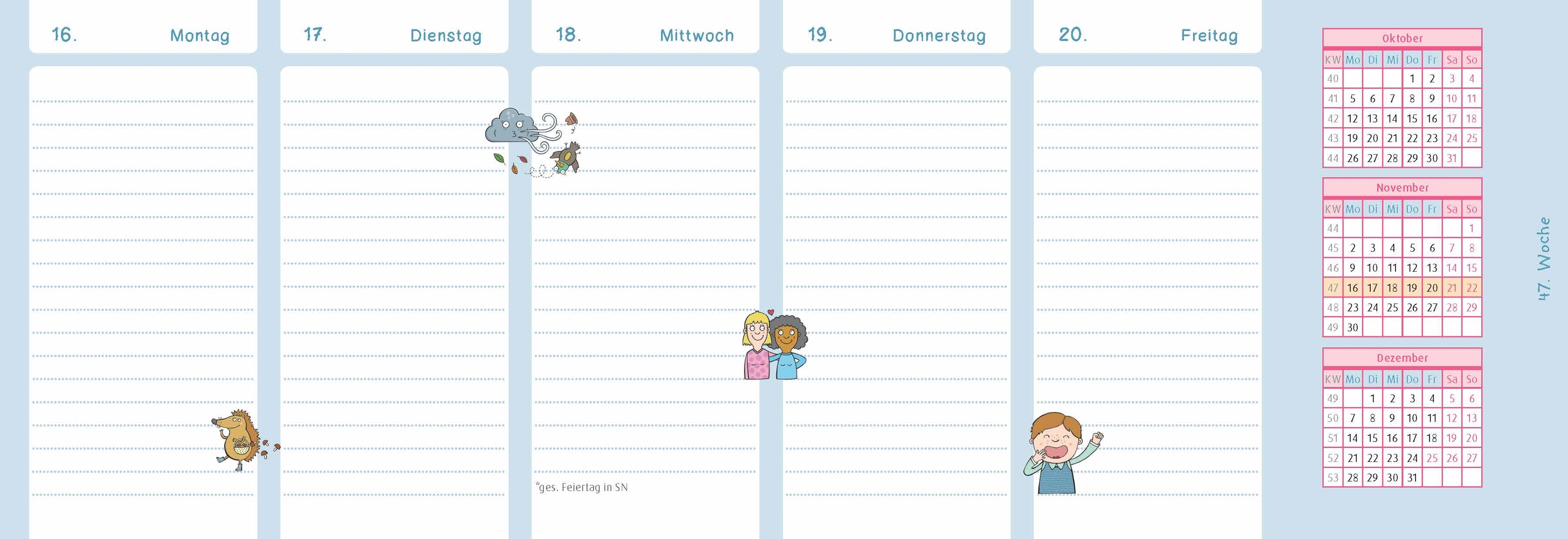 Der Wochen-Tischkalender für das Kita-Jahr 2026/2027