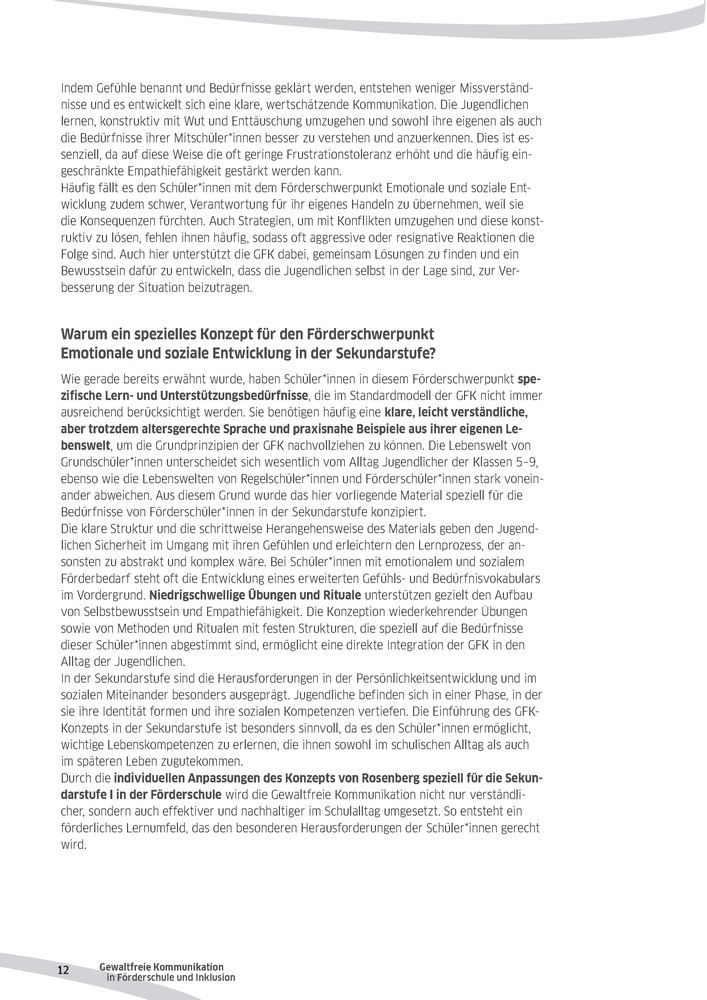 Gewaltfreie Kommunikation in Förderschule und Inklusion