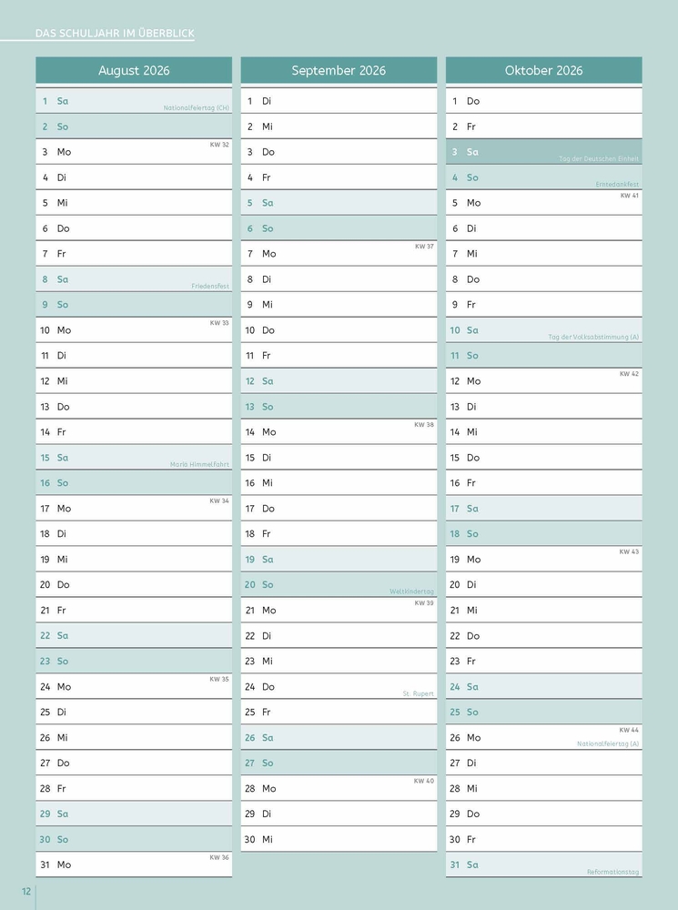 Mein Lehrerplaner A5+ – Ringbindung – Lehrerkalender für das Schuljahr 2026/2027 – Blättermeer