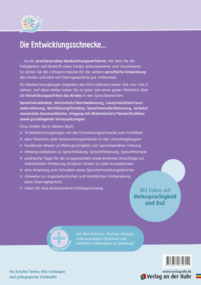 Der Beobachtungsbogen zur Sprachentwicklung von 1–6 Jahren mit der Entwicklungsschnecke​