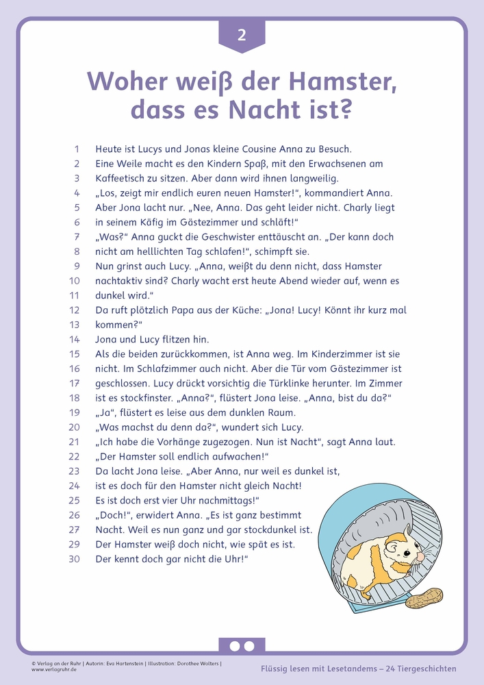 Flüssig lesen mit Lesetandems – 24 Tiergeschichten, Klasse 3/4