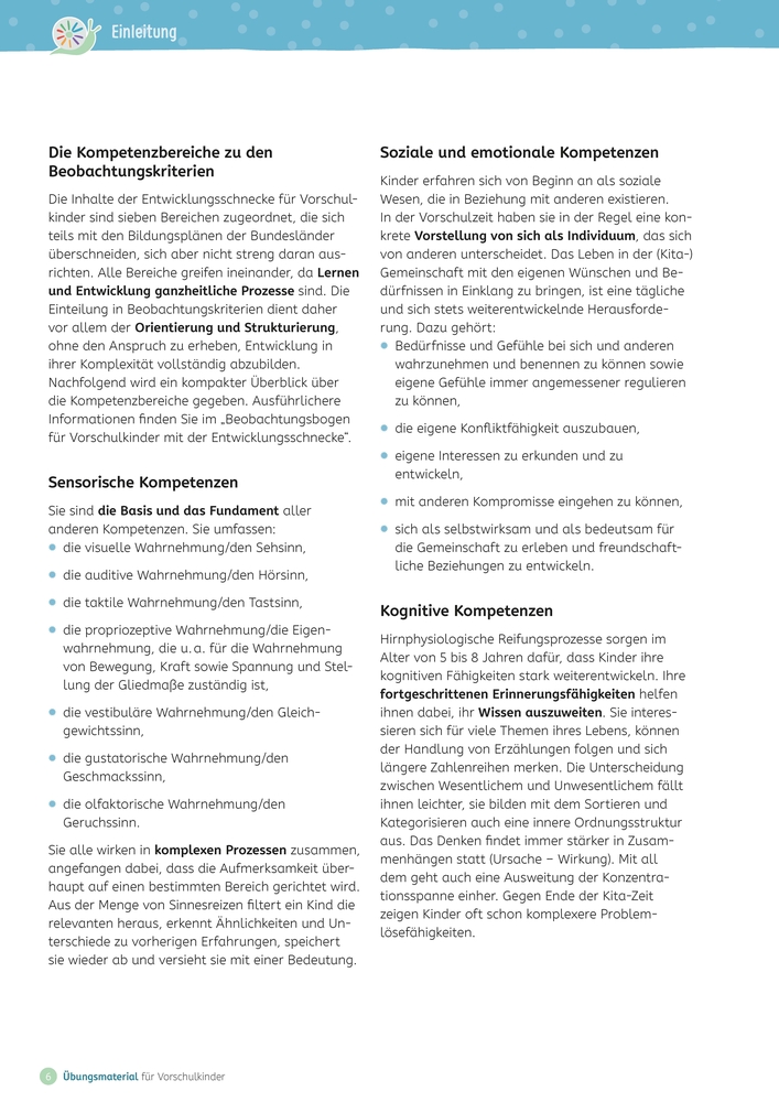 Übungsmaterial für Vorschulkinder