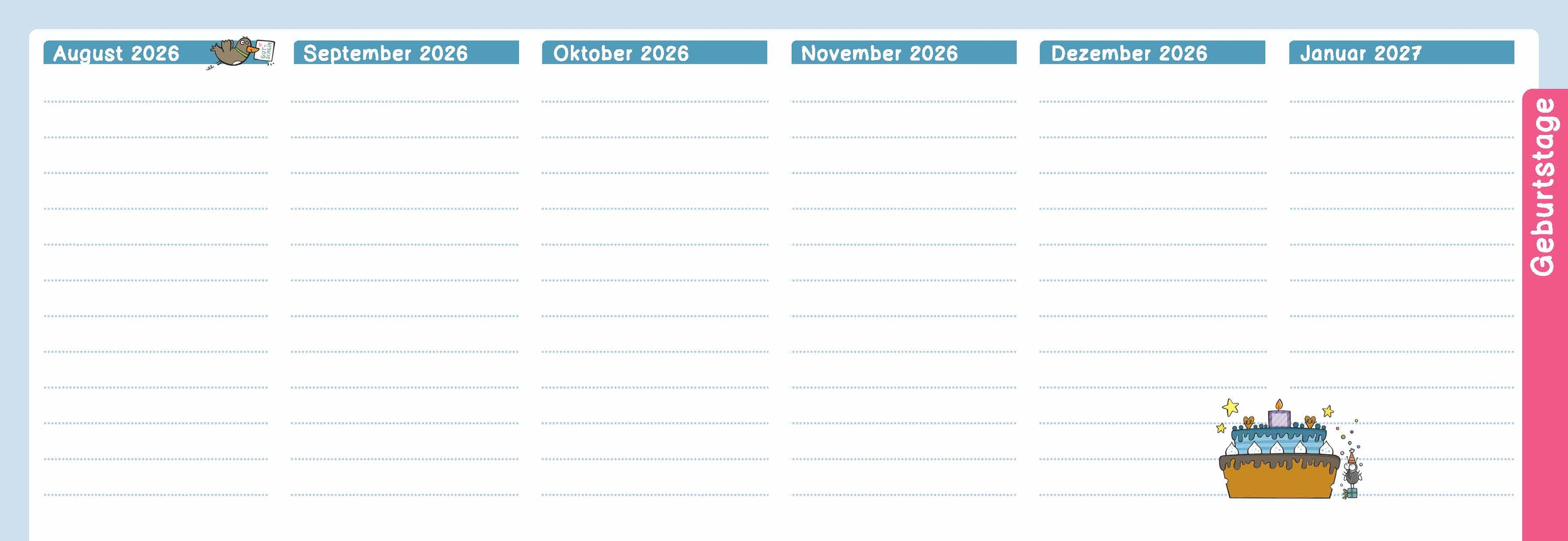 Der Wochen-Tischkalender für das Kita-Jahr 2026/2027