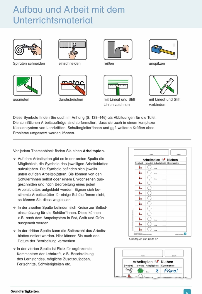 Grundfertigkeiten: Kleben, Schneiden, Anspitzen, Verbinden