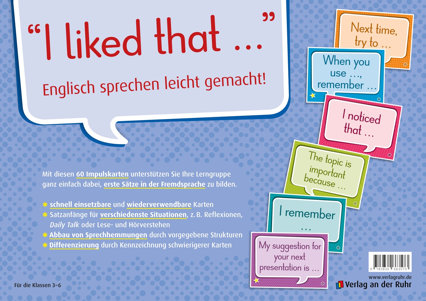 "I liked that..." 60 Impulskarten mit Satzanfängen für den Englischunterricht