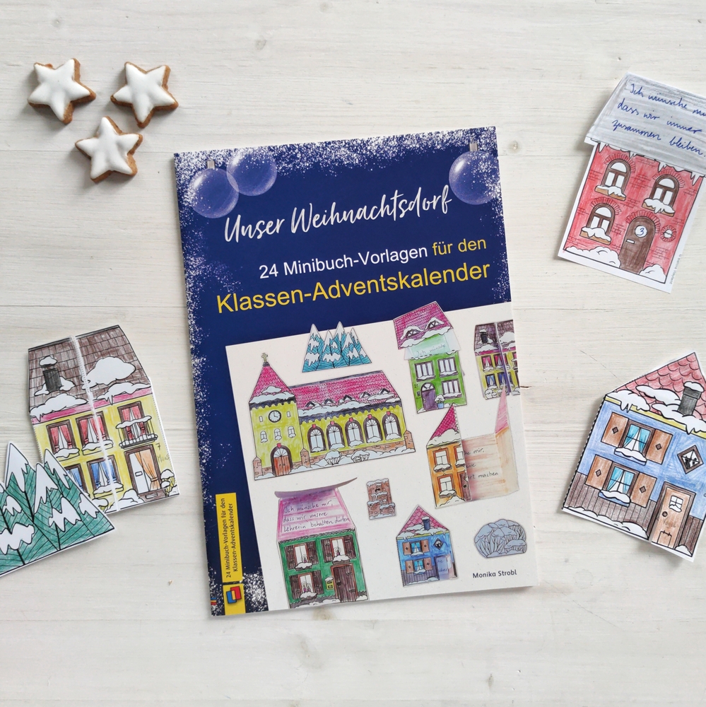 Unser Weihnachtsdorf: 24 Minibuch-Vorlagen für den Klassen-Adventskalender