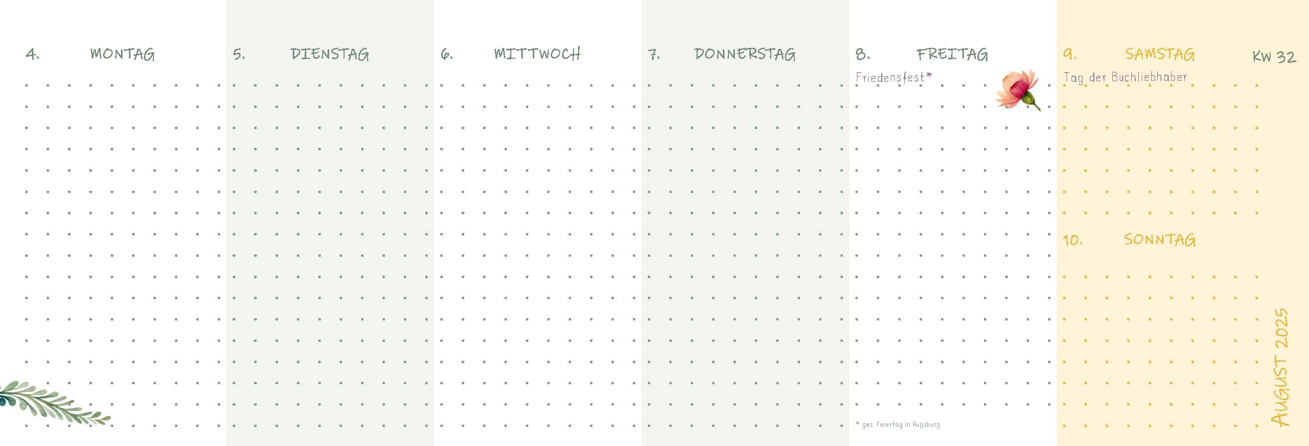 Mein Wochen-Tischkalender für das Schuljahr 2025/2026