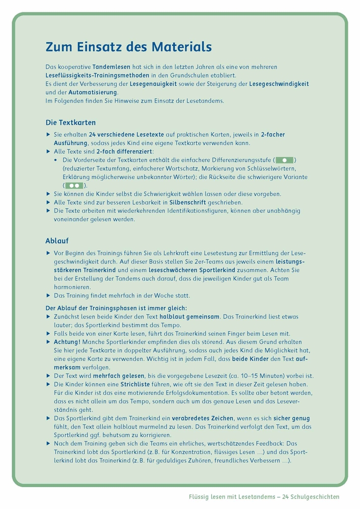 Flüssig lesen mit Lesetandems – 24 Schulgeschichten, Klasse 1/2