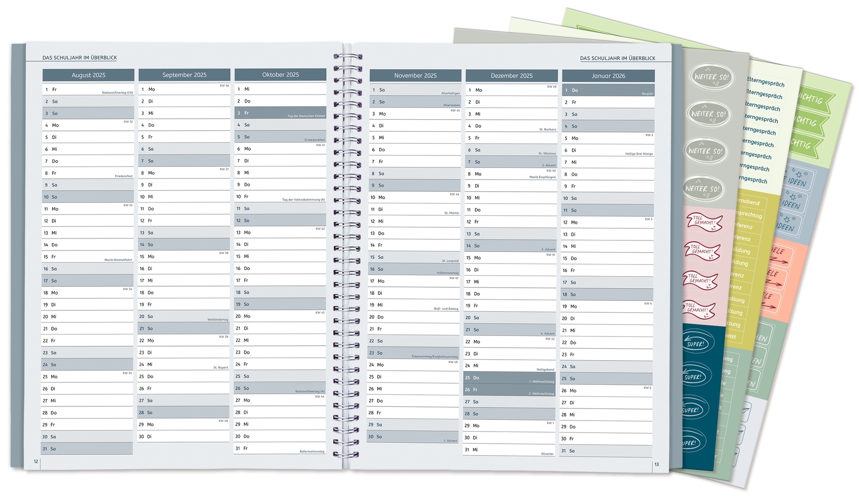 Mein Lehrerplaner A4+ – Ringbindung – Lehrerkalender für das Schuljahr 2025/2026 – Nordwind