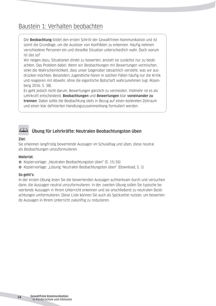 Gewaltfreie Kommunikation in Förderschule und Inklusion