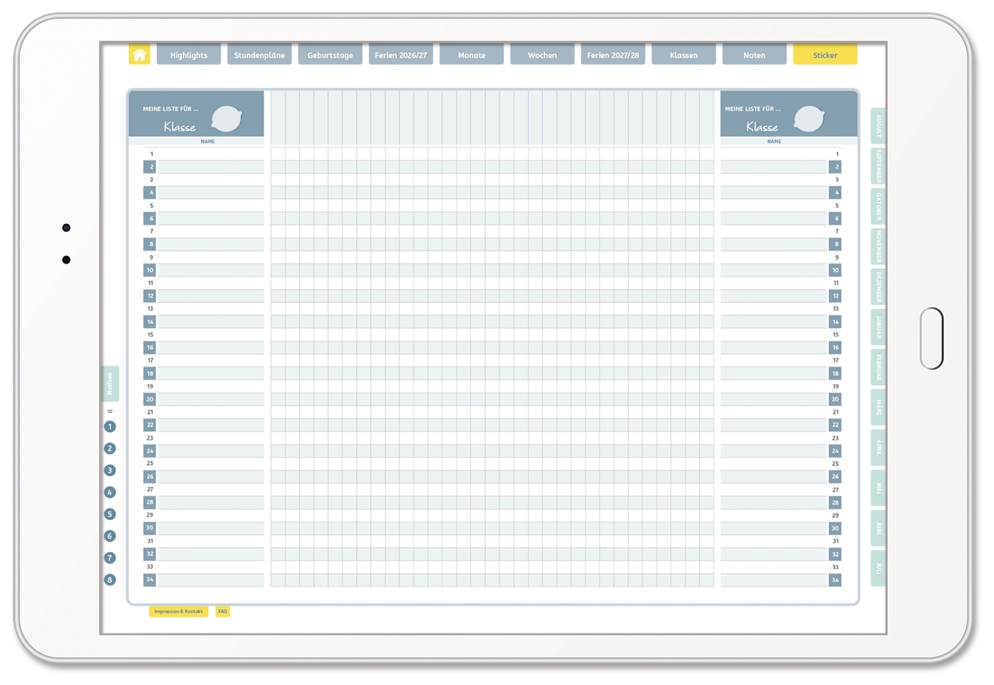Mein digitaler Lehrerplaner (6 Unterrichtsstunden) – Zitronentanz – Lehrerkalender für das Schuljahr 2026/2027 - PDF-Basis-Lizenz