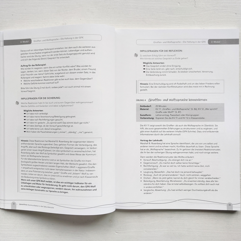 Gewaltfreie Kommunikation in der Sekundarstufe Gewaltfreie Kommunikation in der Sekundarstufe