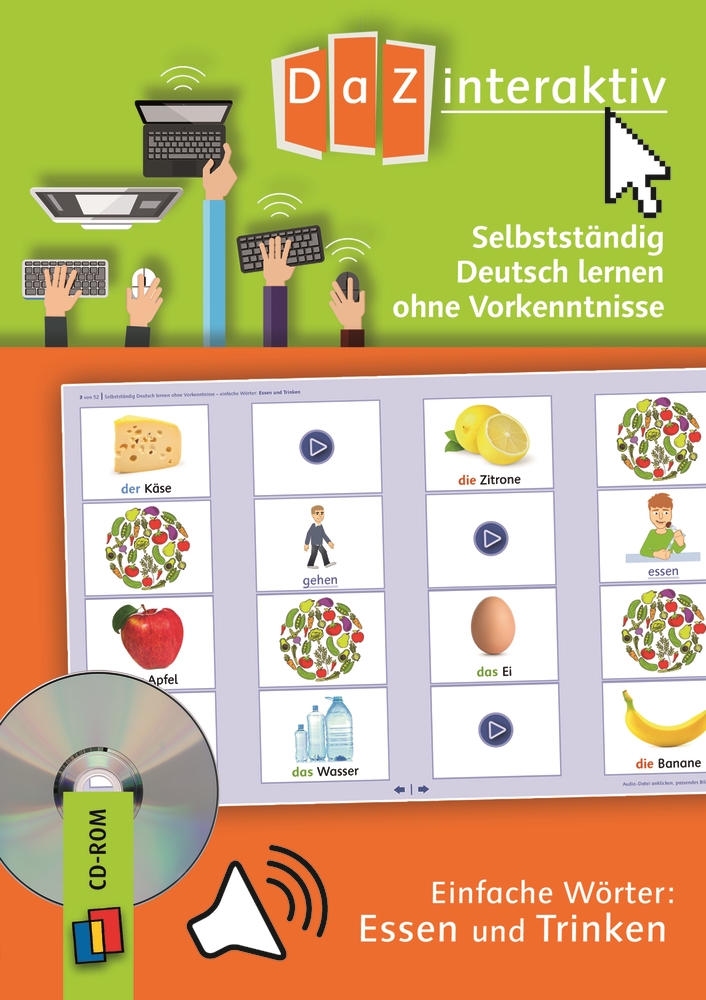 Selbstständig Deutsch lernen ohne Vorkenntnisse – einfache Wörter: Essen und Trinken – Pro-Lizenz