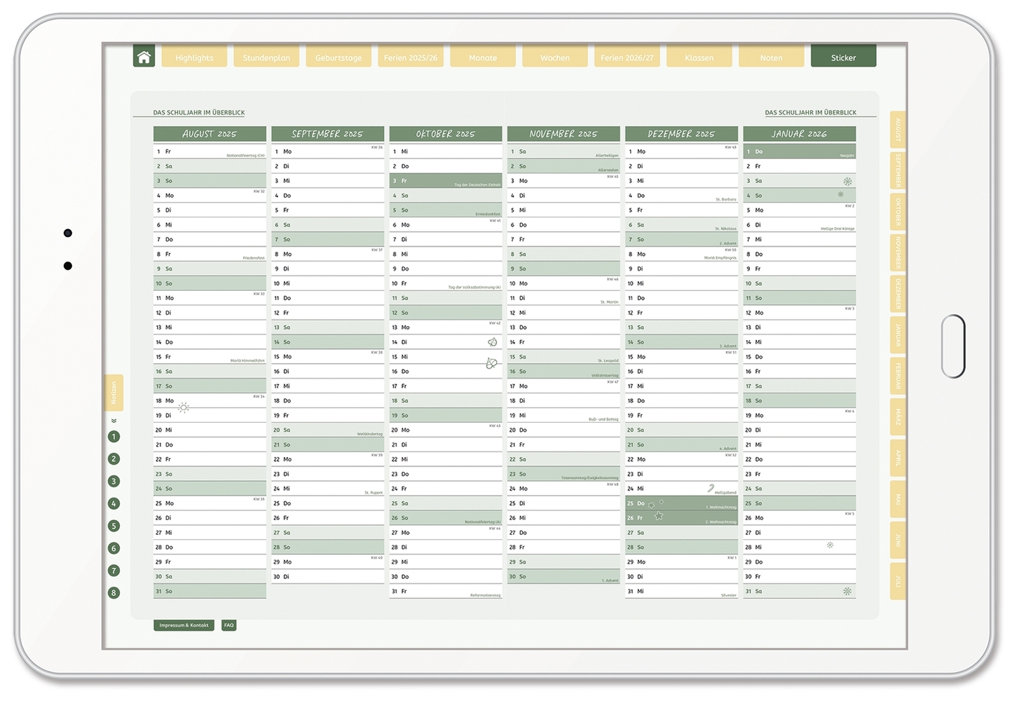 Mein digitaler Lehrerplaner (6 Unterrichtsstunden) – Sommerblüte – Lehrerkalender für das Schuljahr 2025/2026 - PDF-Basis-Lizenz