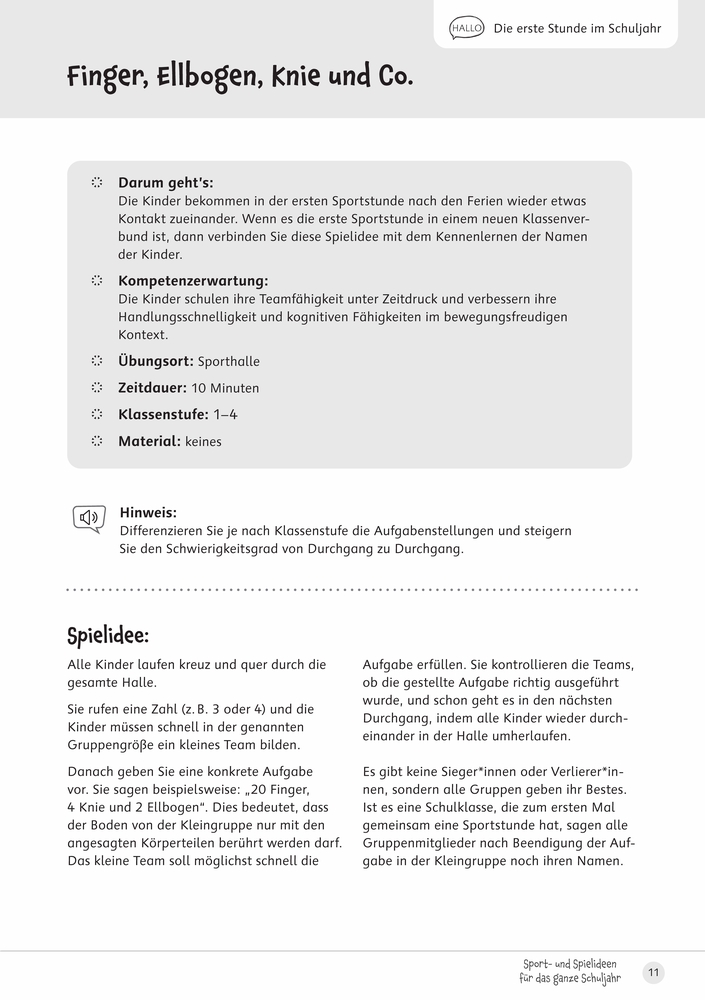 Sport- und Spielideen für das ganze Schuljahr