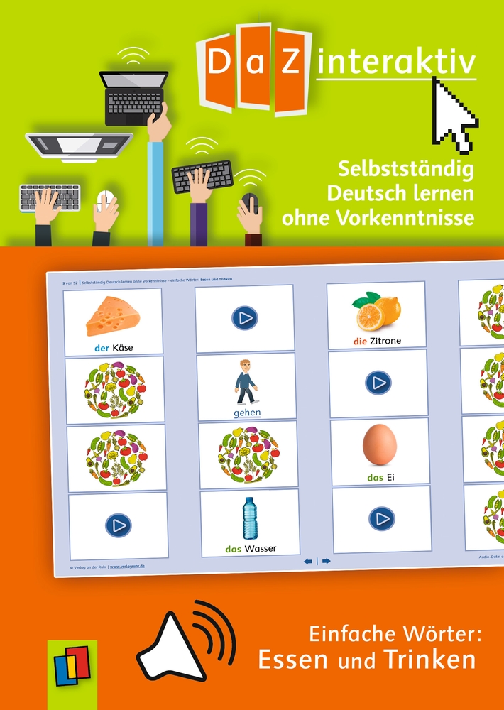 Selbstständig Deutsch lernen ohne Vorkenntnisse – einfache Wörter: Essen und Trinken – Premium-Lizenz