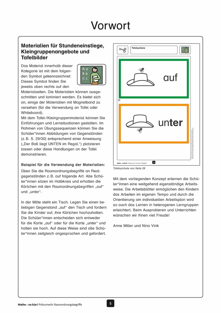 Mathe - na klar! Pränumerik: Raumordnungsbegriffe