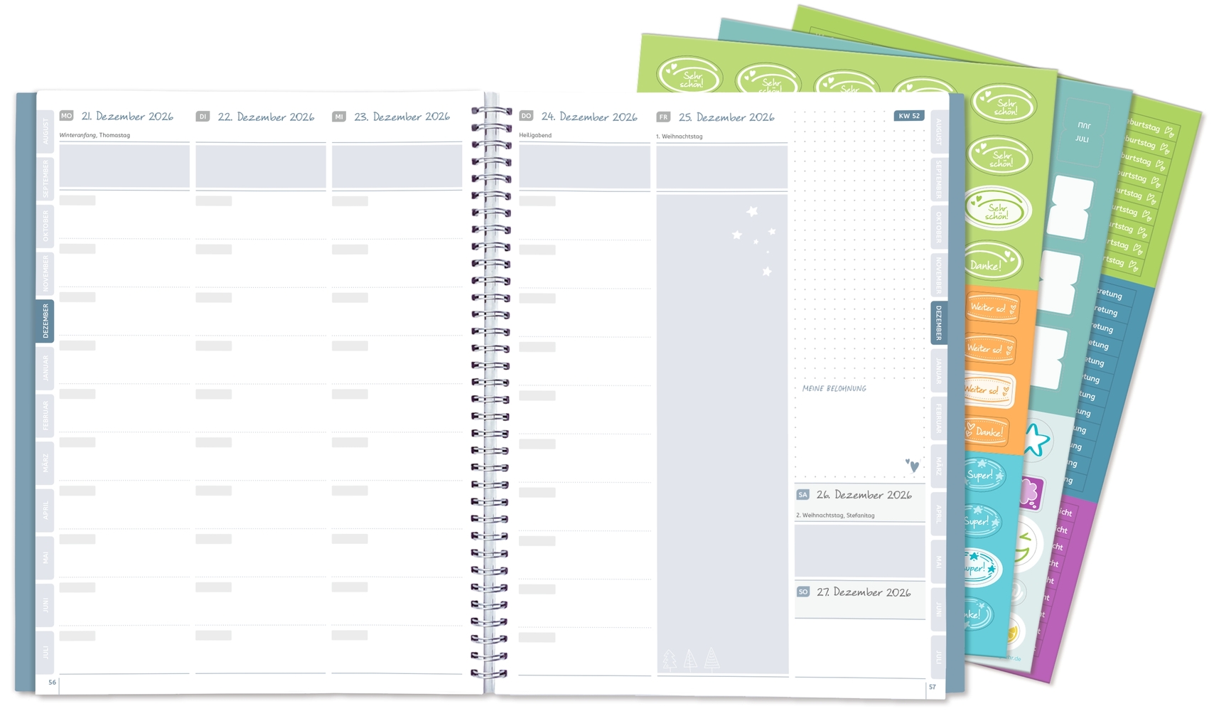 Mein Lehrerplaner A4+ – Ringbindung – Lehrerkalender für das Schuljahr 2026/2027 – Zitronentanz