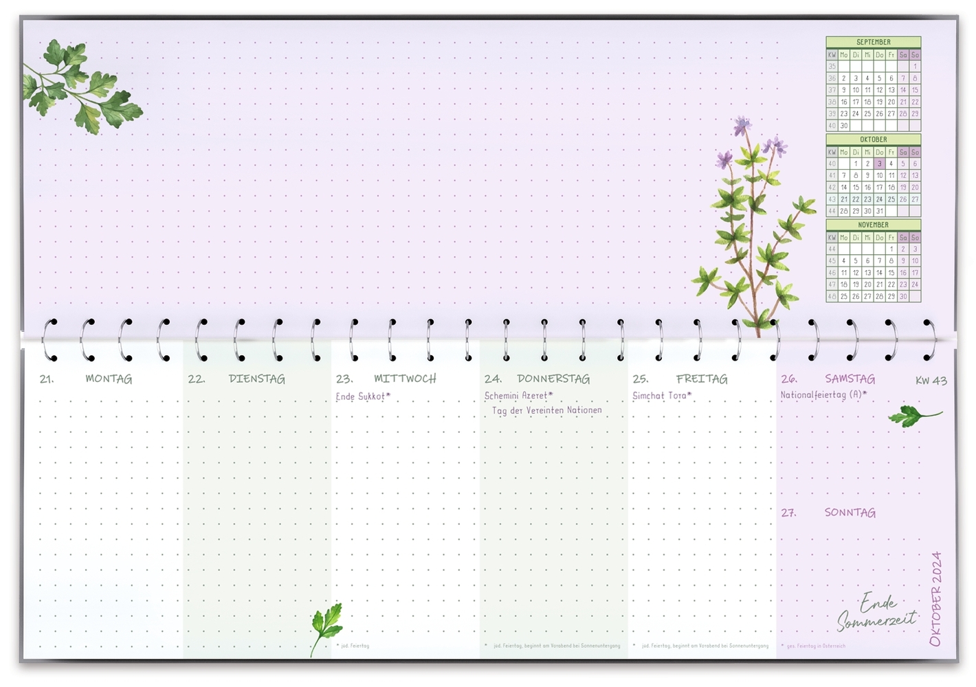 Mein Wochen-Tischkalender für das Schuljahr 2024/2025