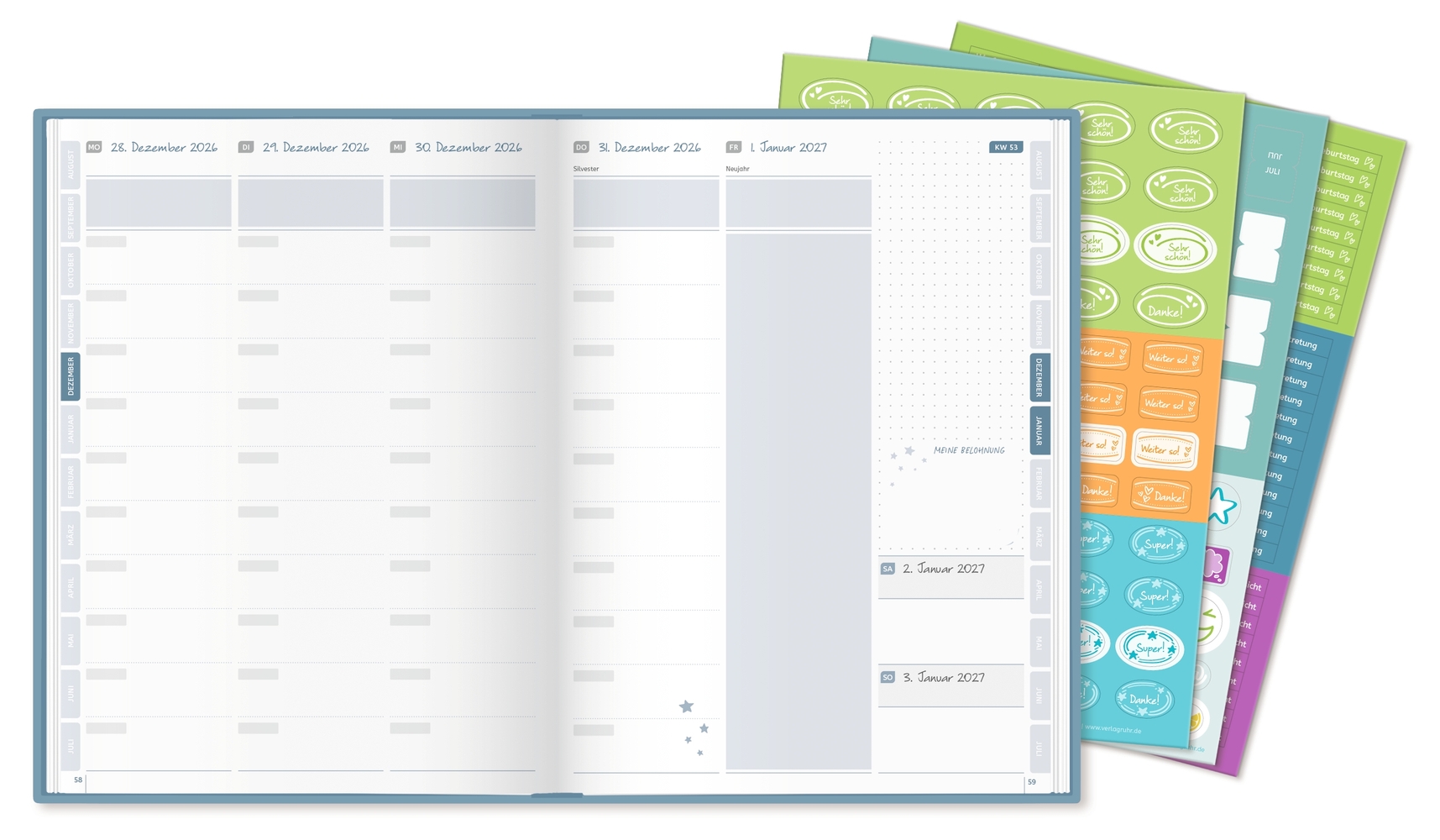 Mein Lehrerplaner A5+ – Hardcover – Lehrerkalender für das Schuljahr 2026/2027 – Zitronentanz