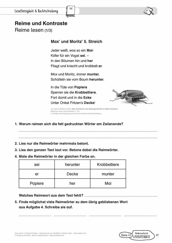 Fördermaterial Leseflüssigkeit – Klasse 3 – 5