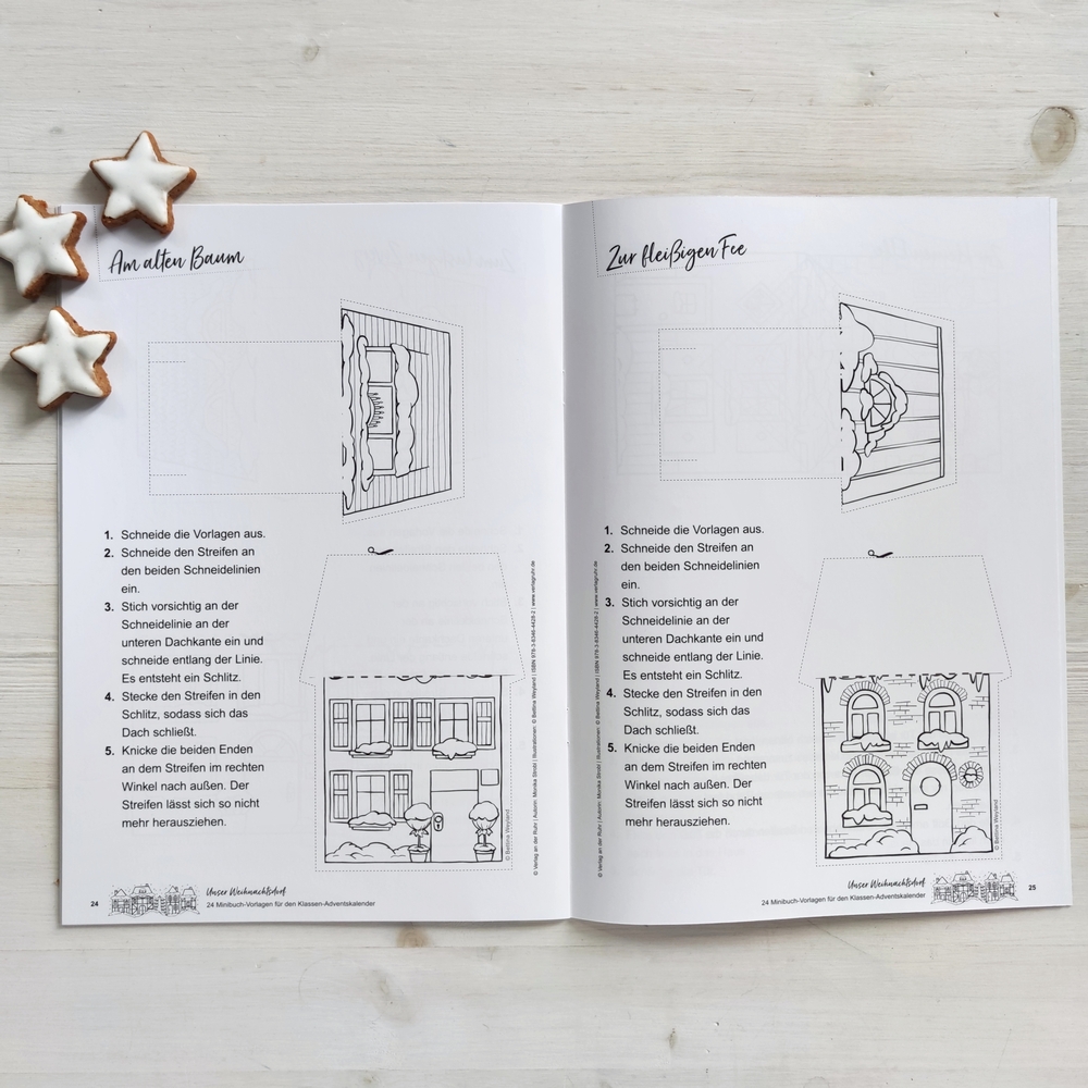 Unser Weihnachtsdorf: 24 Minibuch-Vorlagen für den Klassen-Adventskalender