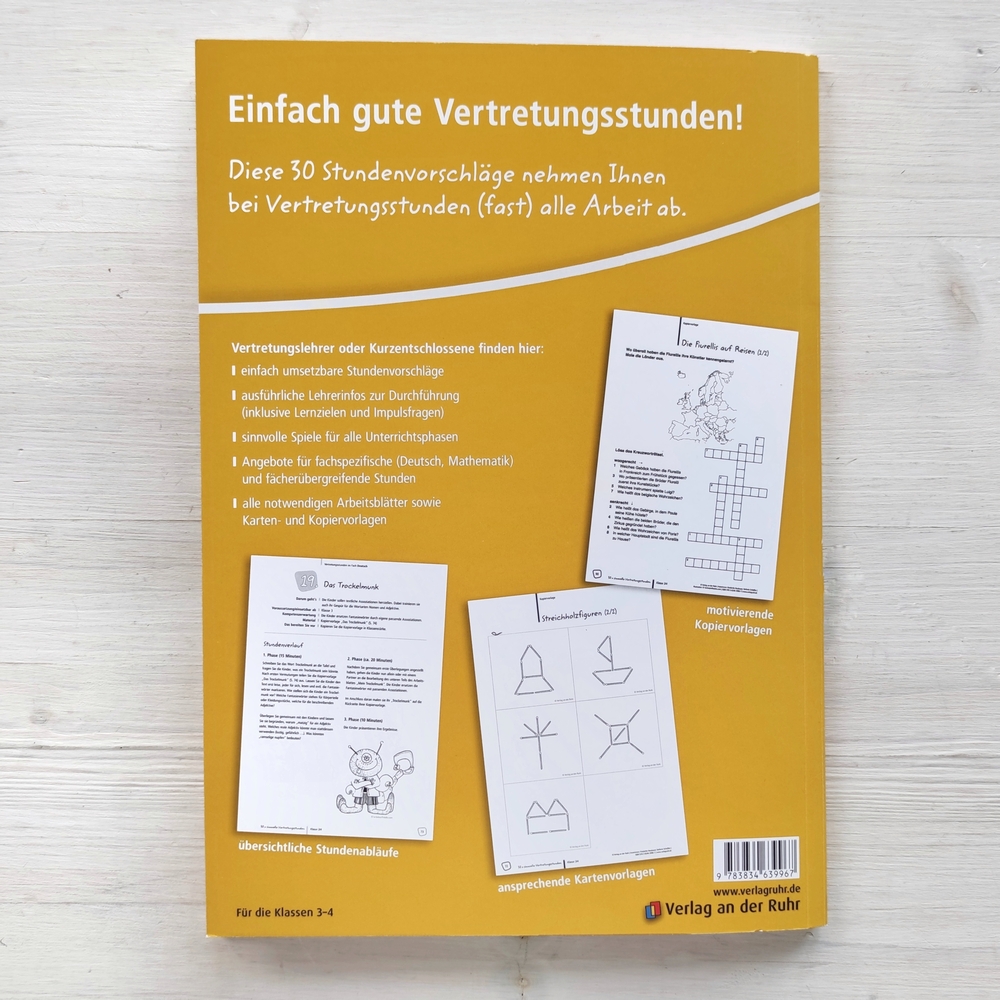 30 x sinnvolle Vertretungsstunden für 45 Minuten – Klasse 3/4 30 x sinnvolle Vertretungsstunden für 45 Minuten – Klasse 3/4