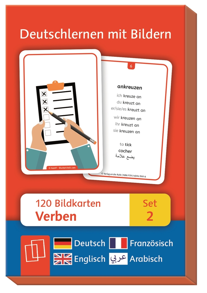 Verben: Set 2 - Deutsch, Englisch, Französisch und Arabisch